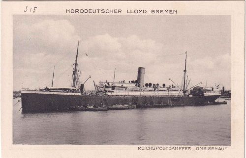 DR - Reichspostdampfer Gneisenau NDL Bremen sw-AK ungelaufen ca. 1930