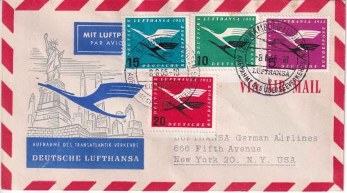BRD - Lufthansa Eröffnungsflug Hamburg - New York Lupo-Brief m. LH-Satz