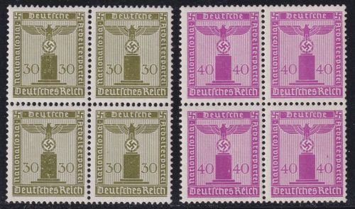 DR - Partei-Dienstmarken Ausgabe 1942/44 Satz in postfr. Viererblöcken