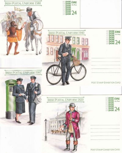 Irland - Hist. Postuniformen 24 P. Ganzsachen (4 versch.) ungebraucht