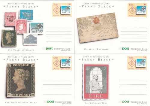 Irland - 150 Jahre Briefmarken 1990 24 P. Ganzsachen (4 versch.) ungebraucht