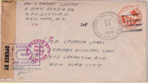 All.Bes. - APO 308 15. MAY 1945 (Pössneck) Feldpostbrief n. New York