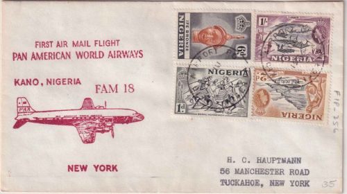 Nigeria - PanAm Firstflight Kano - New York airmail 1956