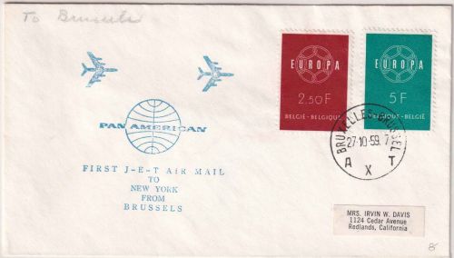 Belgien - PanAm Firstflight Brüssel - New York airmail 1959