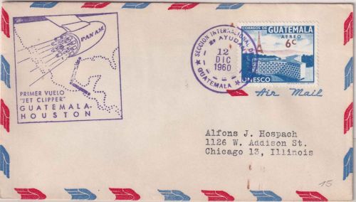 Guatemala - PanAm Firstflight Guatemala - Houston airmail 1960