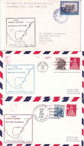 Guatemala/USA - PanAm 1st-Flight Guatemala/Jamaica NY/New York 3 airmail 1969