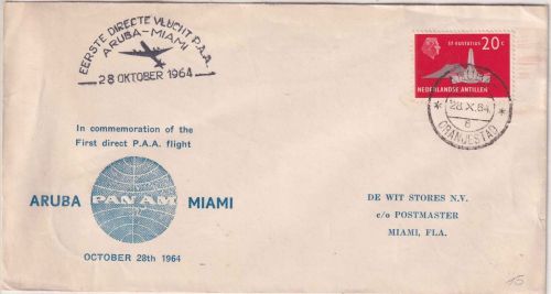Niederlänsische Antillen - PanAm 1stflight Aruba - Miami airmail 1964