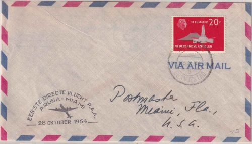 Niederlänsische Antillen - PanAm 1stflight Aruba - Miami airmail 1964