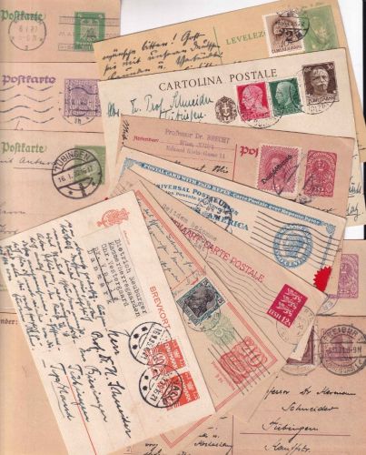 Europa/Tübingen - Ganzsachenlot meist Europa/DR an Prof. Dr. Schneider ex1921/39