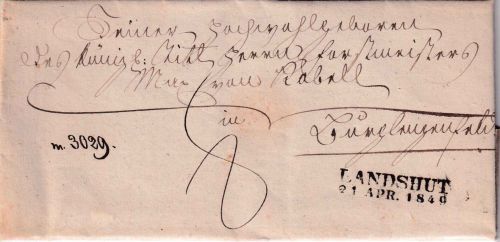Bayern - Landshut 21. APR 1849 L2 Portobrief n. Burglengenfeld - Anschrift !
