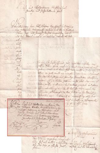 Bayern - Haag 1744 Schnörkelbrief (Franco) n. Tutzing - mit Inhalt