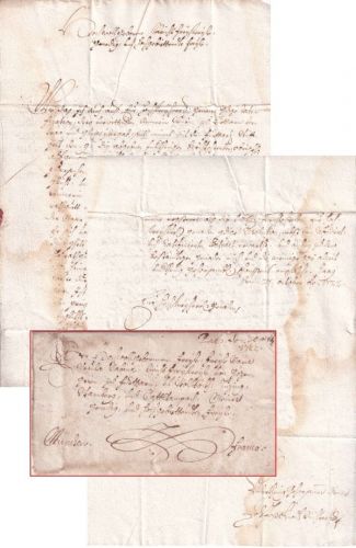 Bayern - Haag 1722 Schnörkelbrief (Ergebenheitsadresse) n. München - mit Inhalt