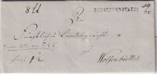 Braunschweig - Schoeppenstedt L1 Francobrief n. Wolfenbüttel 19. April 1815