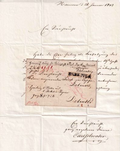Hannover - Hannover L1 Nachnahmepaketbegleitbrief a.d. Fürsten z. Lippe-Detmold