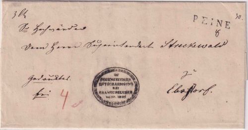 Hannover - Peine L1 Francobrief "Gedrucktes" n. Ebstorf
