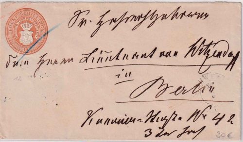 Mecklenburg-Schwerin - 5 Sge. Ganzsache/Brief K2 Schwerin 20/6