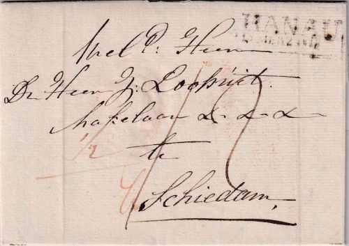 Thurn & Taxis/Holland - Hanau 18. MERZ 1822 Ra2 Portobrief n. Schiedam
