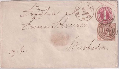 Thurn & Taxis - 1 Sgr. Ganzsache+Zusatz Ring 39 Marburg - Wiesbaden 1864