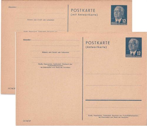 DDR - 12/12 Pfg. Pieck Ganzsache/Doppelkarte ungebraucht - selten !