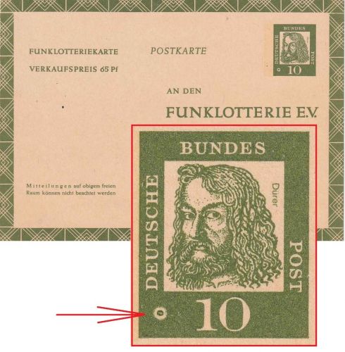 BRD - 10 Pfg Bed. Deutsche Funklotterie-Ganzsache Besonderheit ungebraucht