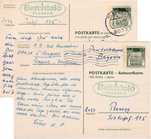BRD - 20/20 Pfg Dt. Bauwerke Ganzsache n. ITALIEN Planegg 1970 + Retour !