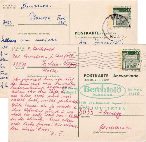 BRD - 20/20 Pfg Dt. Bauwerke Ganzsache n. ITALIEN Planegg 1970 + Retour !