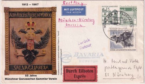 BRD - 55 J. Münchner GA-Sammlerverein Privatganzsache/Eilbrief München 1970