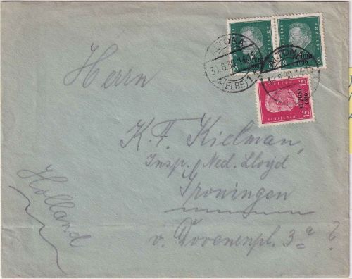 DR - 2x8+15 Pfg. Rheinlandabzug Brief/FDC n. HOLLAND Altona - Groningen 30.6.30