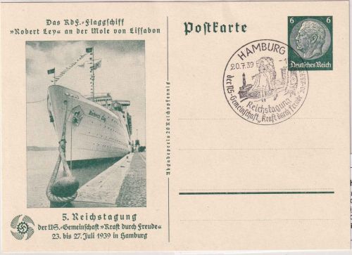 DR - 6 Pfg. Sonderganzsache KdF-Reichstagung SST Hamburg 20.7.39