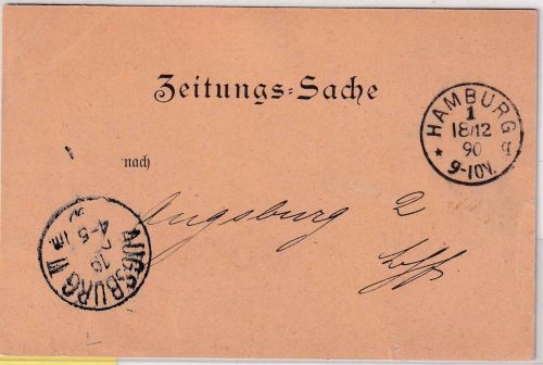 DR - Hamburg 1890 Zeitungssache/Karte "Ärztlicher Praktiker" n. Ausgburg