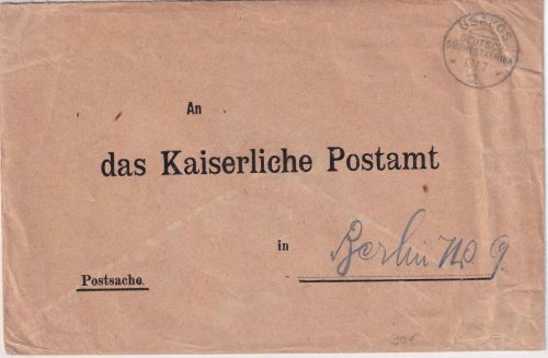 DSWA - Usakos 13/7. 12 KOS Postsache/Brief n. Berlin - ohne Inhalt