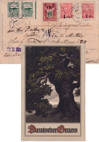 Estland - 1 M./35 P. Kriegsbeschädigte u.a. Einschreibekarte Tallinn 1920