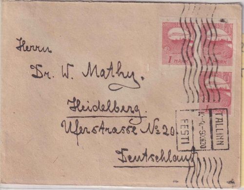 Estland - 3x1 M. Reval Brief Masch.stpl. Tallinn - Heidelberg 1920
