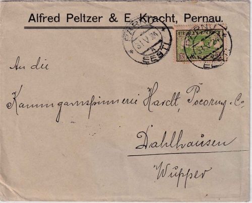 Estland - 15 M. Wikingerschiff gez. Firmenbrief Pernau - Dahlhausen 1924
