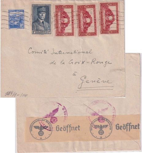 Algerien - Constantine 19.2.43 Brief i.d. SCHWEIZ (Rotes Kreuz) OKW-Zensur Paris