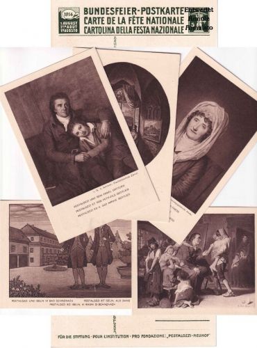 Schweiz - 5 Rp. Bundesfeier 1914 "Pestalozzi" Serie ungebraucht - "entwertet"