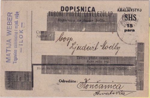 Jugoslawien/Kroatien - 15 Pa. Behelfsganzsache (Feldpostkarte) Ilok 10.2.21