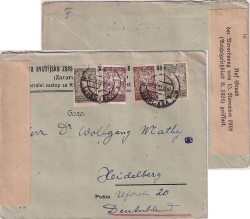 Jugoslawien/Slowenien - 25 Pa. Kettensprenger u.a. Brief Ljubljana 1920