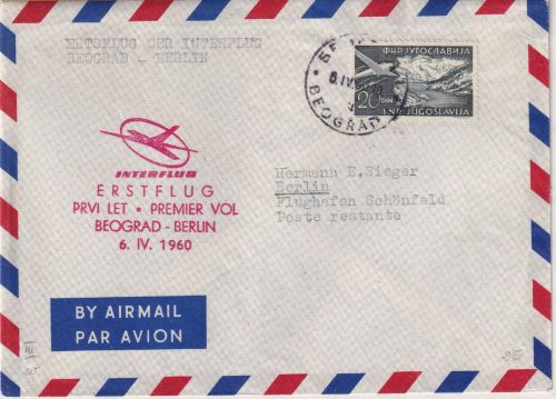 Jugoslawien - Interflug Erstflug Belgrad - Berlin 6.4.1960