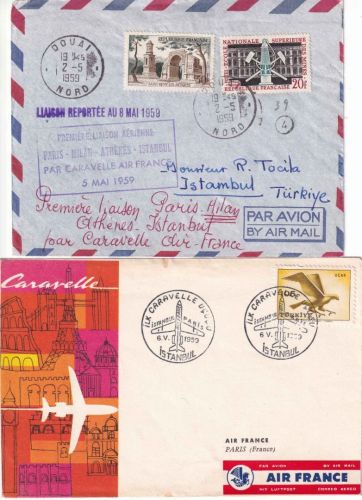 Türkei/Frankreich - Air Fance Erstflug (Hin+Retour) Paris - Istanbul 1959