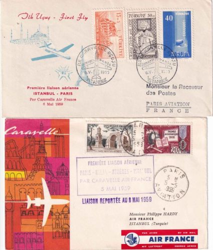 Türkei/Frankreich - Air Fance Erstflug (Hin+Retour) Paris - Istanbul 1959
