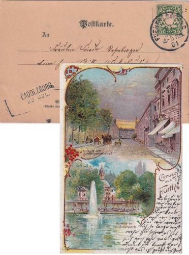 Bayern - Cadolzburg 23. JUL. Aushilfs-L2 Ankunftsstempel Karte v. Fürth (1901)