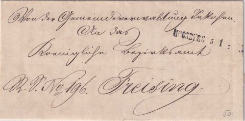 Bayern - MOOSBURG 5.1. Aushilfs-L1 Dienstbrief Inkofen - Freising 1869