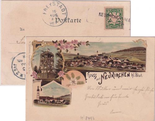 Bayern - Neukirchen b. hl. Blut 15. AUG. Aushilfs-L2 Farblitho n. Freystadt 1898