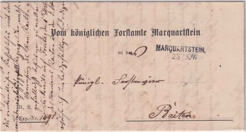 Bayern - Marquartstein 23. NOV Aushilfs-L2 Dienstbrief n. Raiten 1882