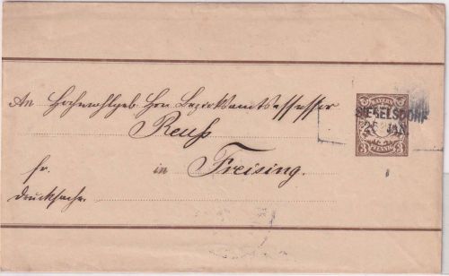 Bayern - Siegelsdorf 26. JAN. Aushilfs-L2 3 Pfg. Ganzsache/Streifband 1898