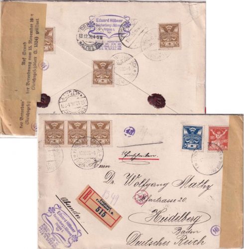 Tschechoslowakei -185 H. Republik u.a. Einschreibebrief Friedland 1920