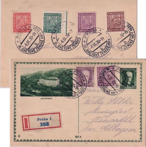 Tschechoslowakei - Prag 1930 III. Weltfrauenspiele SST Bildganzsache/R-Karte