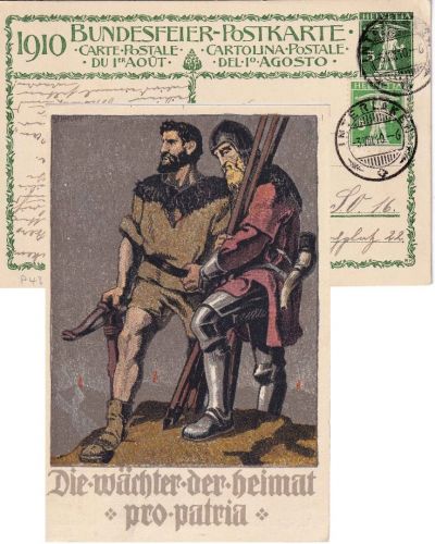 Schweiz - Bundesfeier 5 Rp. Sonderganzsache+Zusatz Interlaken - Berlin 1910
