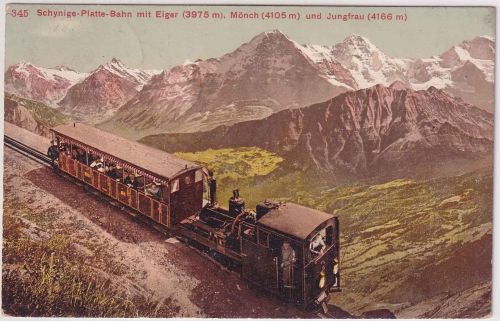 Schweiz - Interlaken Schynige-Platte-Bahn farb. AK gelaufen 1908